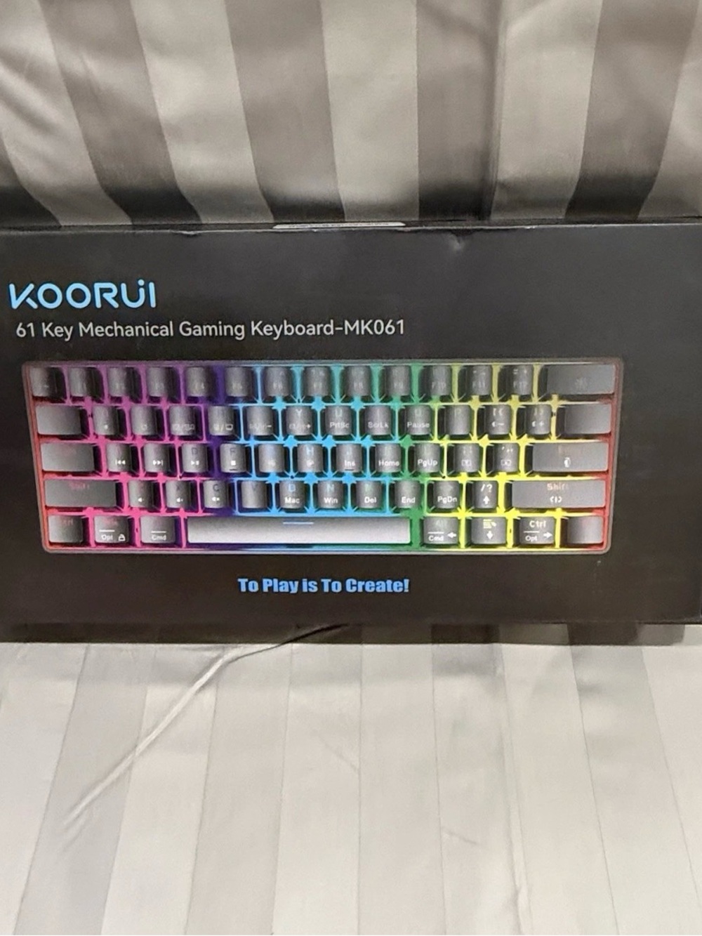 KOORUI MK061 61-Key Mechanical Wired Illuminated Keyboard Black QWERTY